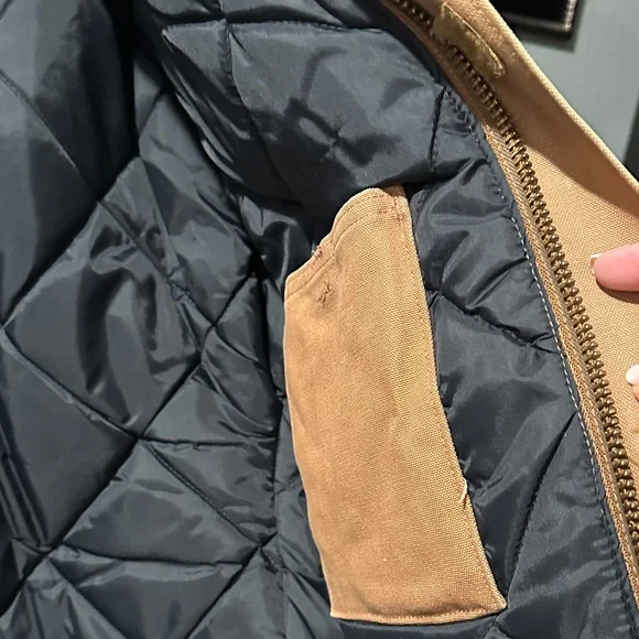 Carhartt Brown/Tan Duck Work Jacket with Corduroy Collar - Picture 5 of 7